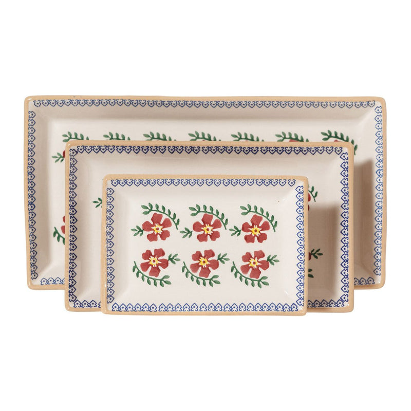 Nest Of 3 Rectangle Dishes Old Rose | NicholasMosse.com