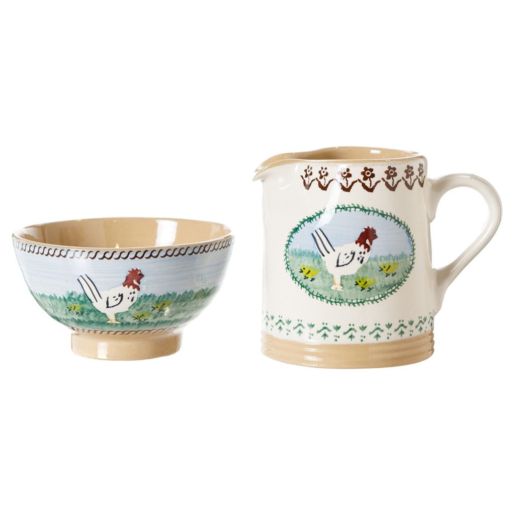 Small Bowl and Small Cylinder Jug Hen | NicholasMosse.com