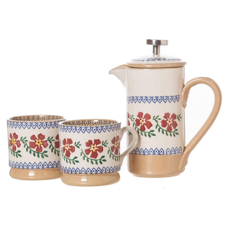 Small Cafetiere & 2 Small Mugs Old Rose | NicholasMosse.com