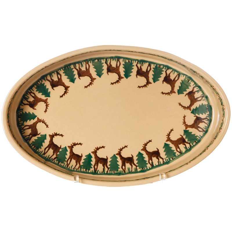 Small Oval Oven Dish Reindeer | NicholasMosse.com