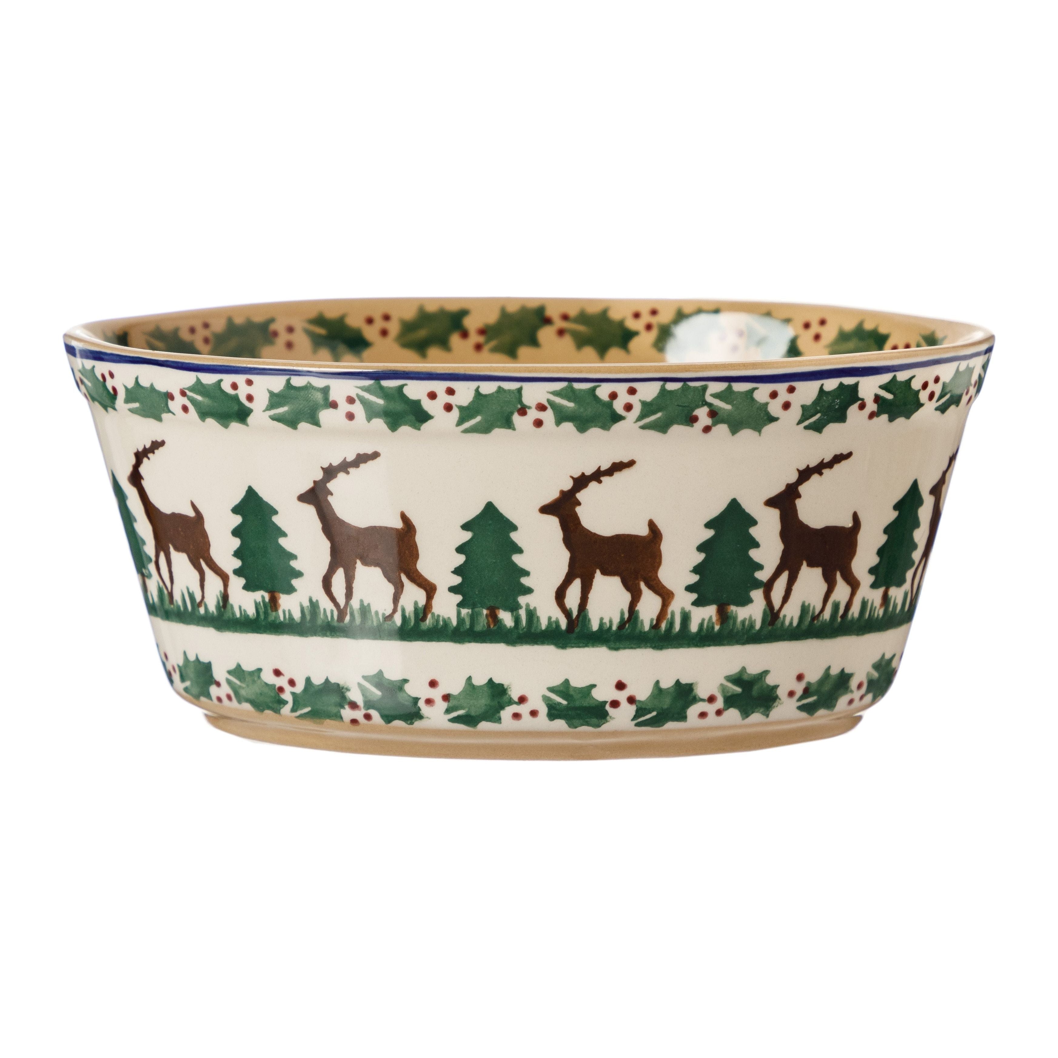 Small Oval Pie Dish Reindeer | NicholasMosse.com