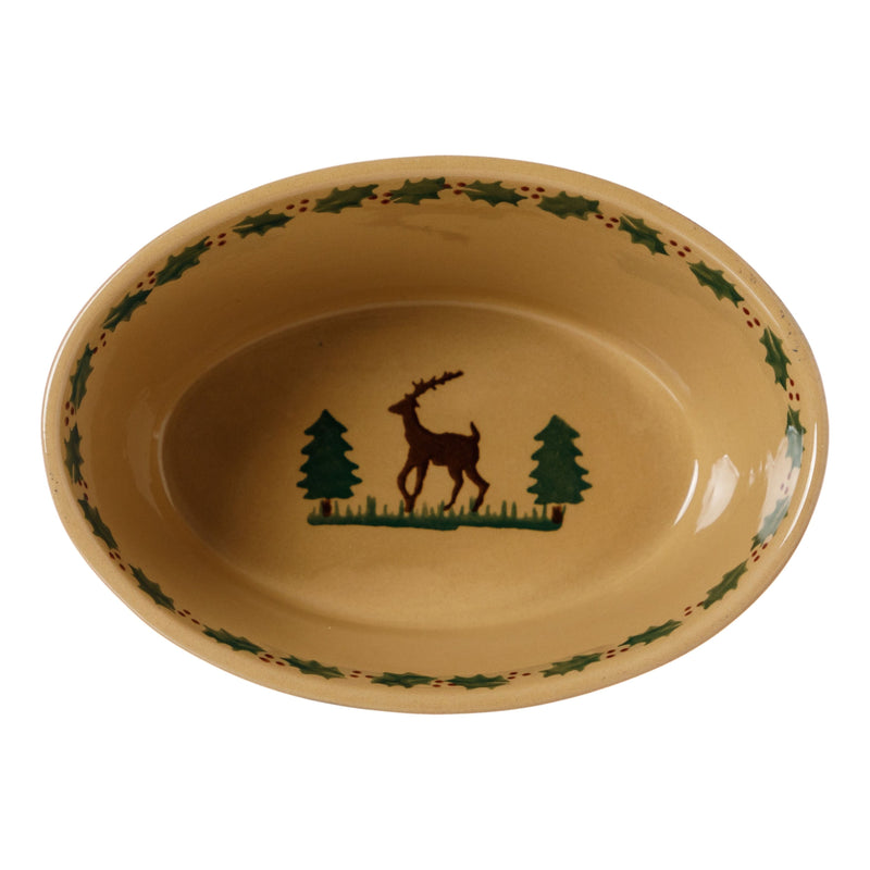 Small Oval Pie Dish Reindeer | NicholasMosse.com