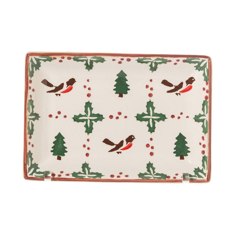 Small Rectangle Plate Winter Robin | NicholasMosse.com