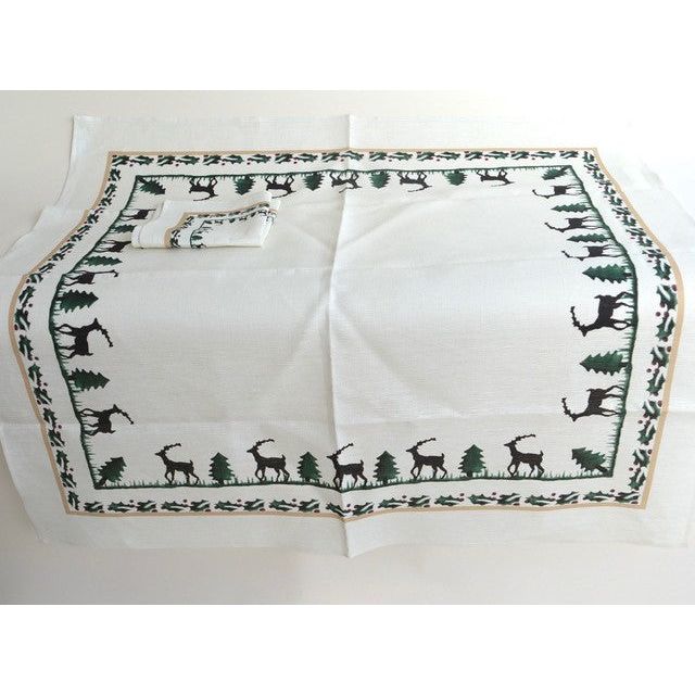 Tablecloth Square Reindeer Linen 40" | NicholasMosse.com