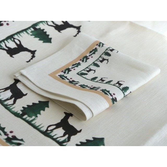 Tablecloth Square Reindeer Linen 40" | NicholasMosse.com